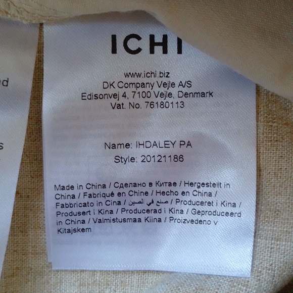 ICHI Ihdaley Tan Linen Cargo Pants Trousers 40 L - Picture 15 of 16